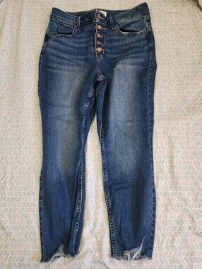 Maurices Medium Dark Blue High-Rise Button-Fly Jeans